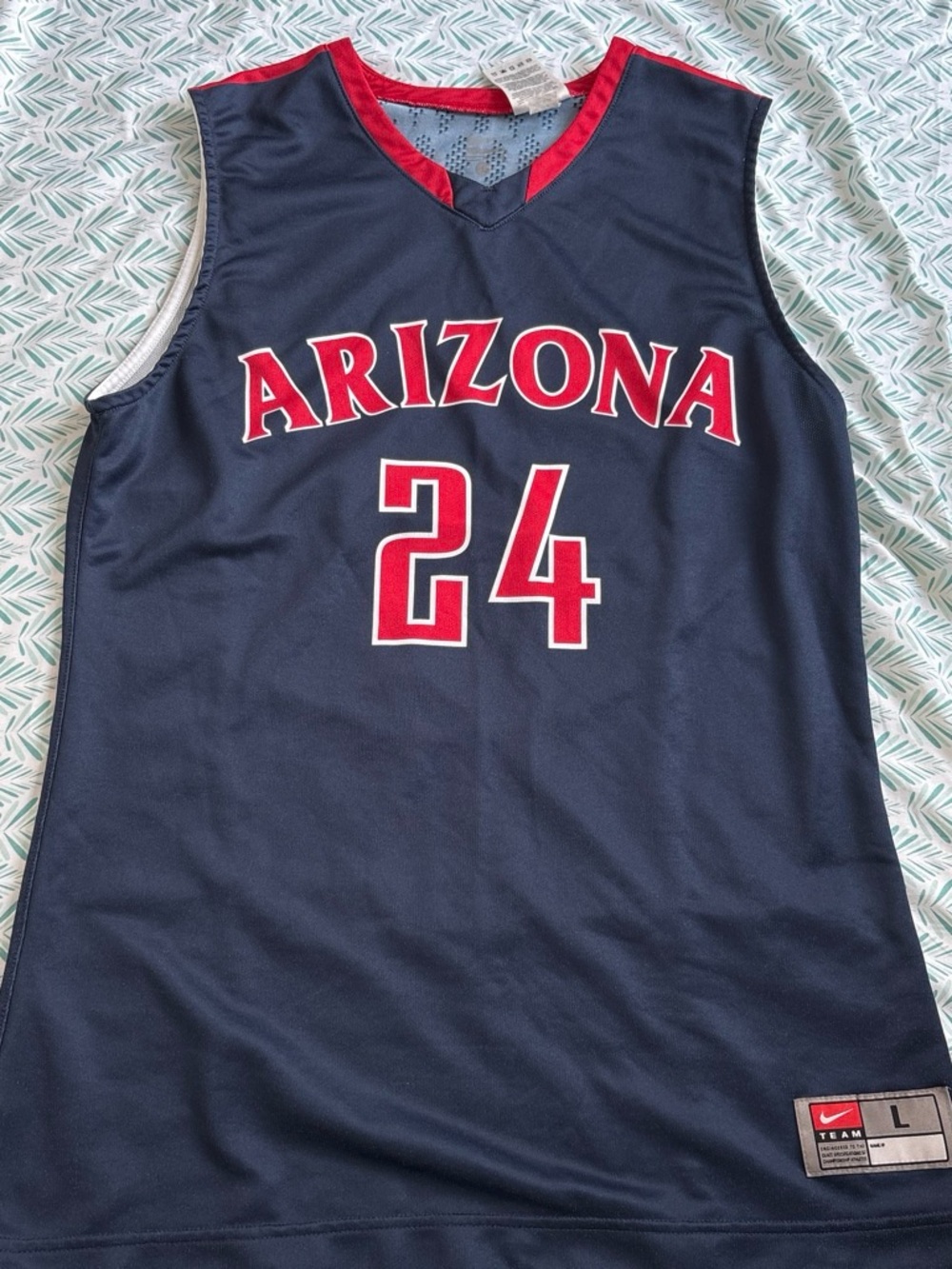 Nike Navy and Red Arizona Basketball Jersey #24